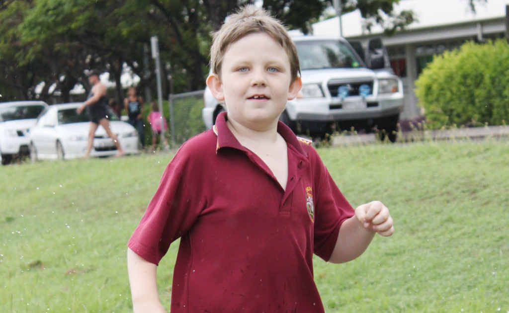 Vincent Penberthy was all smiles jumping through the puddles on Monday after school. Vincent Penberthy was all smiles jumping through the puddles on Monday after school.